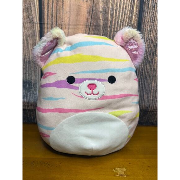 Squishmallows Atoosa Rainbow Stripe Cat 14" Plush Toy Multicolor - Picture 1 of 5
